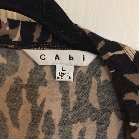 CAbi Black & Tan Animal Print Wrap Top Size Large - Picture 2 of 2